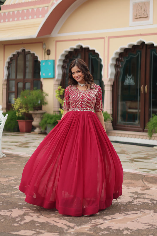 TRADITIONAL elegance Attractive Embroidered Sequins WORK WOMEN GOWN