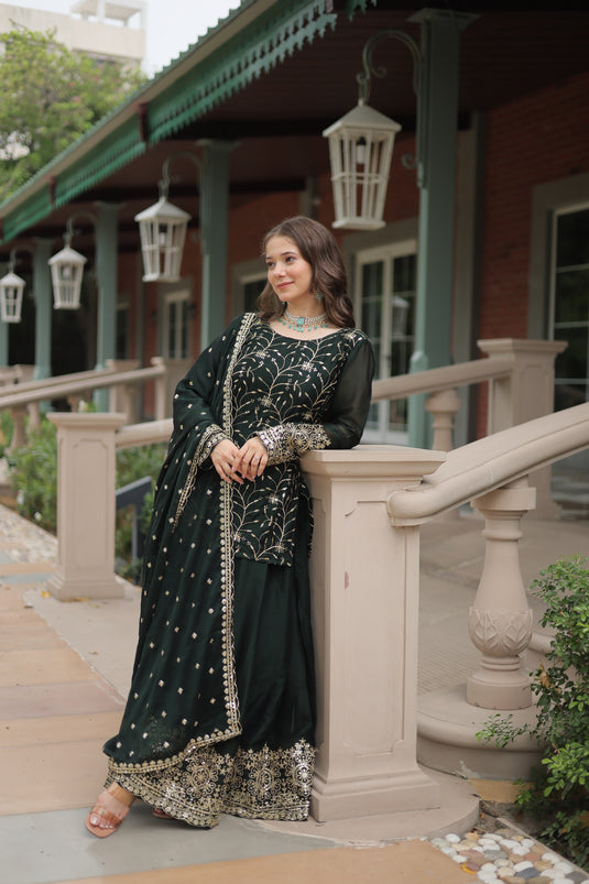 Sequins Multi Embroidered Work Anarkali Gown