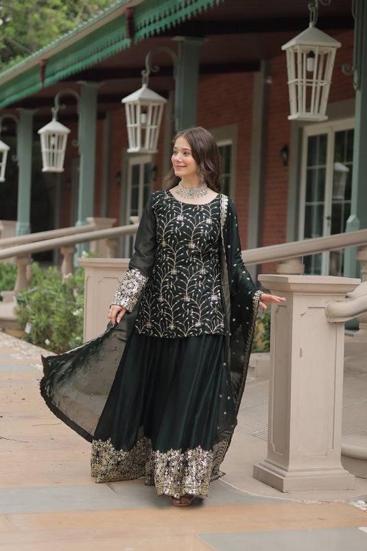 Sequins Multi Embroidered Work Anarkali Gown