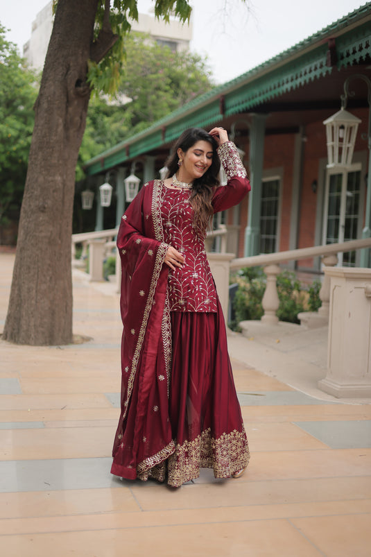 Sequins Multi Embroidered Work Anarkali Gown