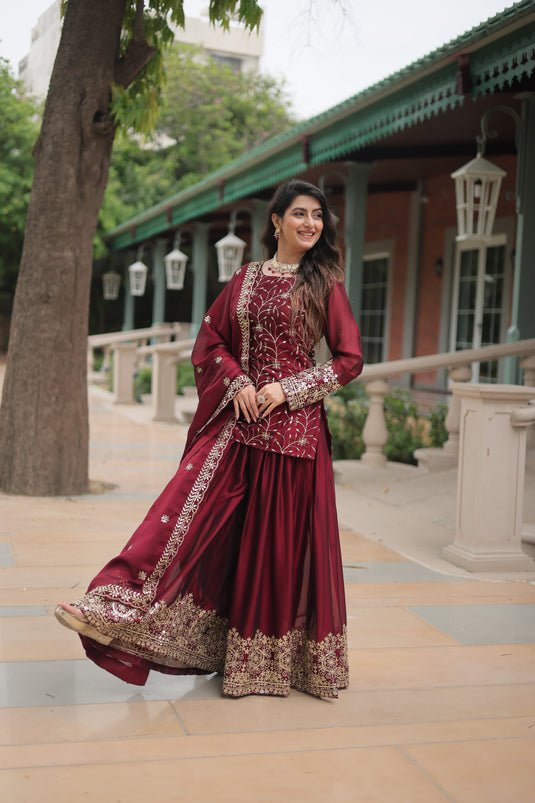 Sequins Multi Embroidered Work Anarkali Gown