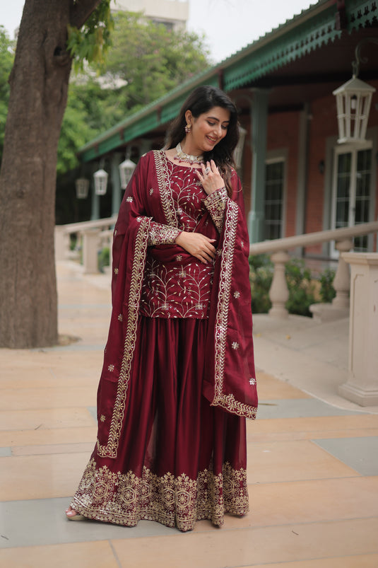 Sequins Multi Embroidered Work Anarkali Gown