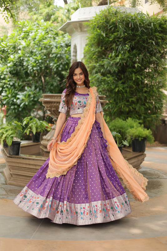 Pink Stunning Heavy Thread Sequins Embroidered With Hand Work Lehenga Choli